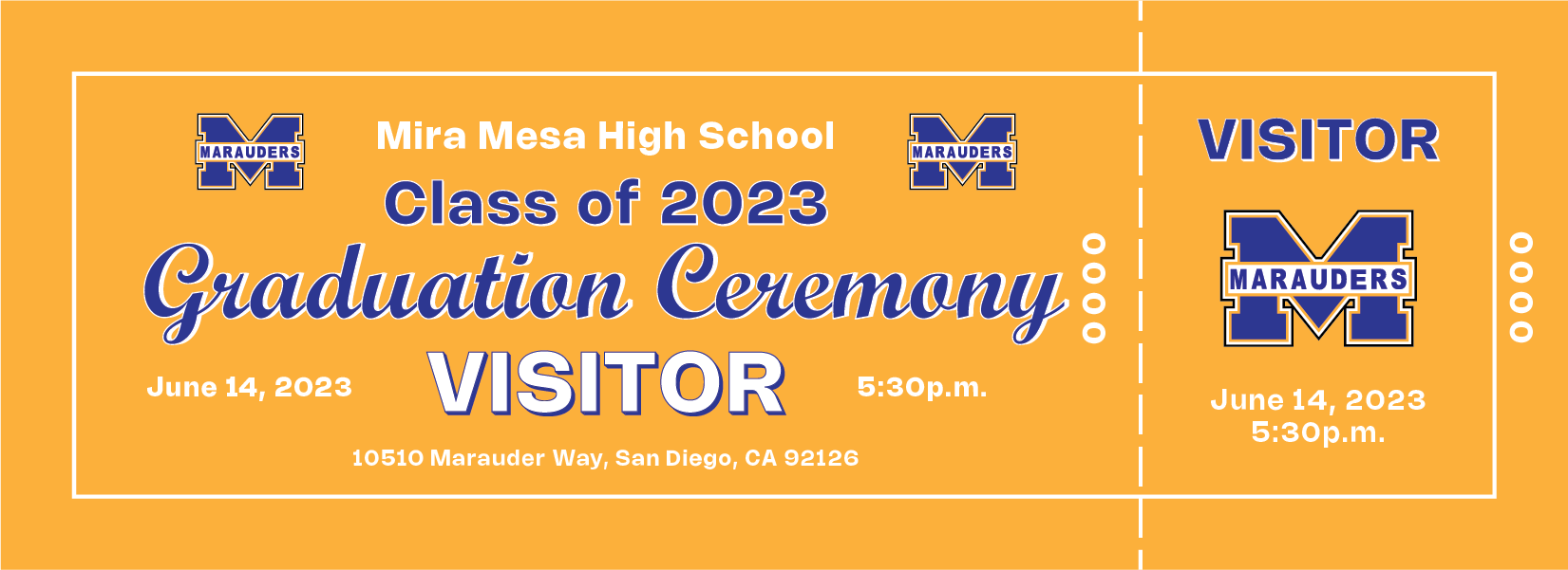 Graduation ticket design, visitors